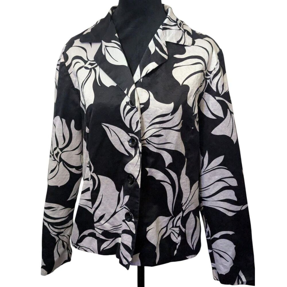 Birch Hill Black & White Floral Blazer, Size 12